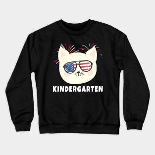 Kindergarten Cat USA Flag T Shirt Funny Back To School Crewneck Sweatshirt